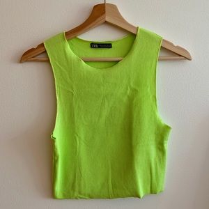 Zara Neon Green Cropped Tank top
